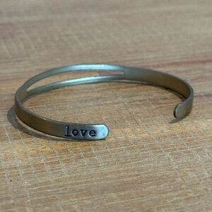 Brass Metal “Love” Imprinted Cuff Bracelet
